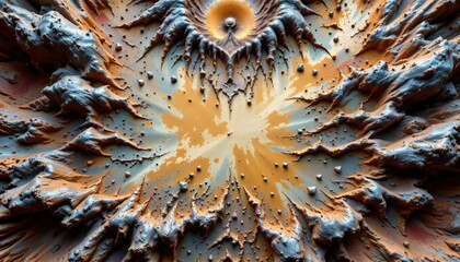 create a photo of an imaginative fractal abstract background with a subject positioned at the top and ample copy space at the bott