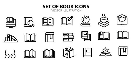  book line icons vector design
