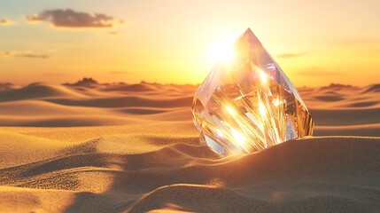 Crystal in desert landscape