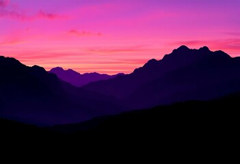Obraz premium Mysterious purple mountain range silhouette against a vibrant twilight sky Vector illustration, purple landscape, illustration