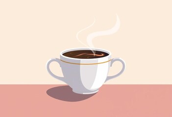 Obraz premium Minimalist vector illustration of a steaming coffee cup, art, line art