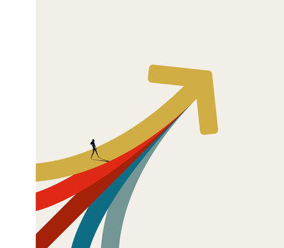 Business ambition and growth vector concept. Symbol of career success, goal, objective. Minimal design eps10 illustration.