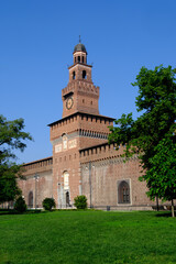 Fototapeta premium Castello Sforzesco, medieval castle in Milan, Italy