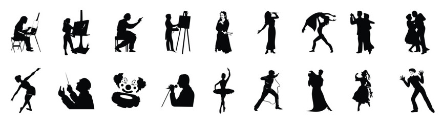 Silhouettes of sportsmen of black colour. A vector illustration