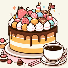 birthday cake illustration 