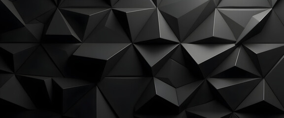Obraz premium High Resolution Black Geometric 3D Texture, seamless geometric pattern with sharp edges and depth