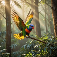 Rainbow lorikeet on branch ~ Ai