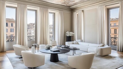Luxurious Roman Apartment Living Room with City View