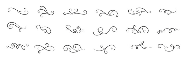 Set of Calligraphic swirl border elements