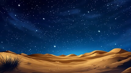 Desert dunes under a starry night sky