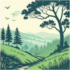 Fototapeta premium forest illustration