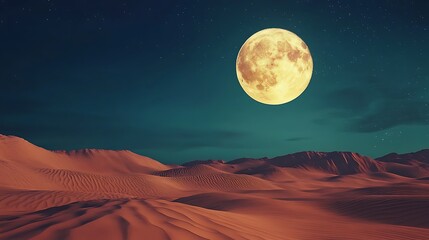 Desert dunes under full moon