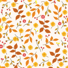 Autumn Leaf Floral Flower Seamless Pattern Background Wallpaper