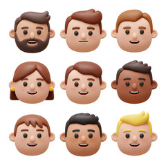 明るい色彩 キュートな3D人物アイコン 多様な表情