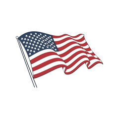 Fototapeta premium Waving USA flag vector illustration. American national flag icon for patriotic designs, Independence Day