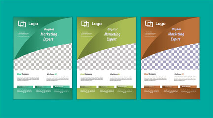  a bundle of 3 templates Business flyer design, in blue color, and modern design,marketing,business proposal, promotion, advertise, publication and editable vector template design