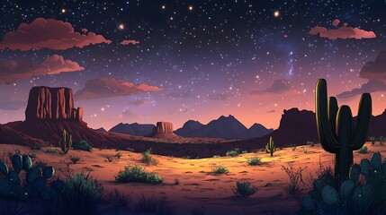 Desert landscape at twilight