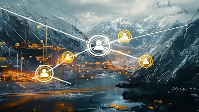 Futuristic Mountain Village Network