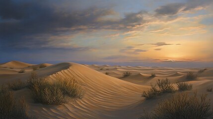 Desert landscape dramatic sky sand dunes natural environment