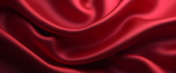Obraz premium Red Velvet Silk Satin Fabric Texture, Liquid wave effect or silk satin with soft wavy folds