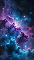 space background with stars and clouds