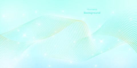 Abstract glowing blue lines background. Smooth pastel waves meet modern elegance