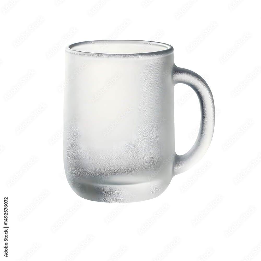 Poster frosted glass mug empty beverage container design 3d on transparent background