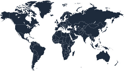World map. Black modern vector map. Silhouette map