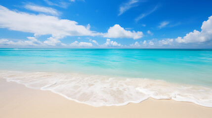 Obraz premium Tropical Empty Beach Under Blue Sky
