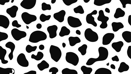 Seamless cow print vector pattern. Black and white spotted farm animal skin texture repeating design background
