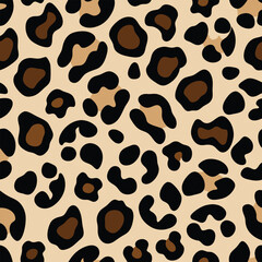 Seamless leopard print vector pattern. Repeating animal skin texture, wild cat spots design, stylish fashion background