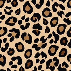 Seamless leopard print vector pattern. Repeating animal skin texture, wild cat spots design, stylish fashion background