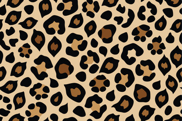Seamless leopard print vector pattern. Repeating animal skin texture, wild cat spots design, stylish fashion background