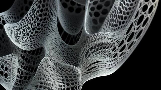 white lace pattern on black background shows intricate design and delicate structure