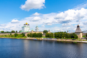 View of the Velikaya River and the Pskov Kremlin (Krom), Pskov, Russia