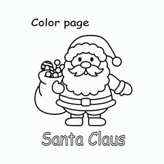 Classic Christmas Santa Claus – Line Art Kids Coloring Page Vector Art Illustration