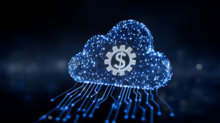 A diagram illustrating cloud computing cost optimization strategies, highlighting automation, on-demand scaling, and load balancing to keep costs low while maintaining performance