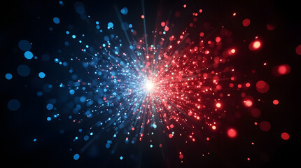 Obraz premium Points colorés, bleus, blancs et rouges isolés sur fond noir 