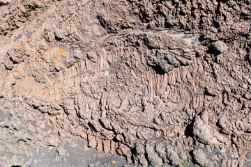 Close-up of solidified lava texture on Mount Etna