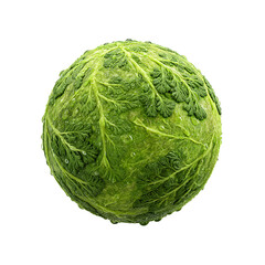Fototapeta premium Spherical Savoy Cabbage with Dew Drops A Fresh, Vibrant Green Vegetable