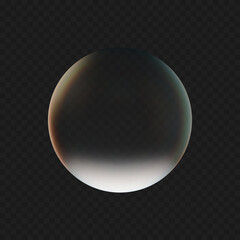 Realistic 3D glass sphere with a smooth gradient and subtle highlights. Isolated on a dark background. Vector illustration glossy ball surface, ideal for mockups or digital designs.