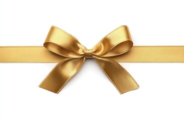 Fototapeta premium Gold ribbon bow on white background