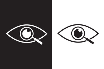 Magnifier with eye outline icon. Find icon, investigate concept symbol. Eye with magnifying glass. Appearance, aspect, look, view, creative vision icon for web and mobile – stock vecto