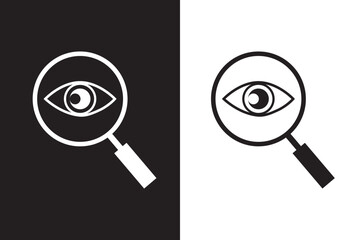 magnifier Illustration on a white background, Search eye magnifier look icon vector sign