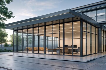 Obraz premium Contemporary Office Depot Highlighting Innovative Architectural Design and Expansive Glass Facades