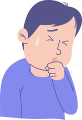 Hand-Drawn Boy Vector: Showing Coughing Gesture