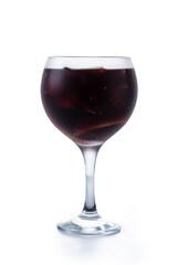 Refreshing Summer Citrus Fruit Sangria in crystal glass isolated on white background