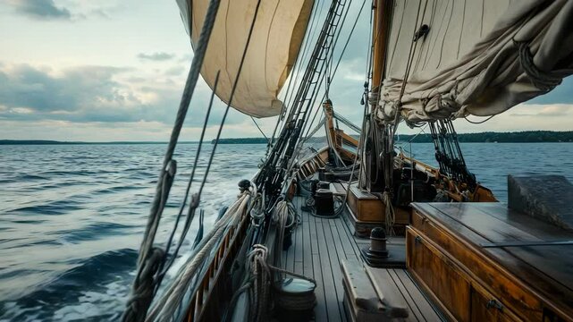 A sailer ' s view from the deck of a sail