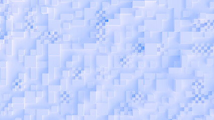 Geometric pattern of light blue squares and rectangles, creating a pixelated mosaic effect. The subtle variations in color and shape produce a sense of depth and texture