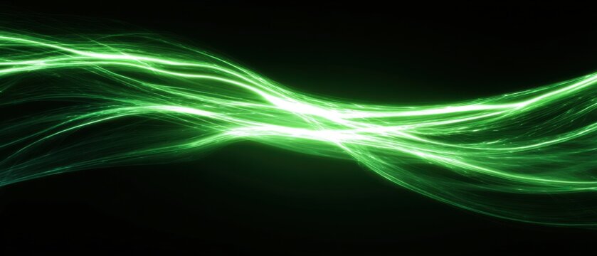 Abstract green light streaks flowing on black background studio shot energy concept futuristic design modern art graphic resource - Powered by Adobe